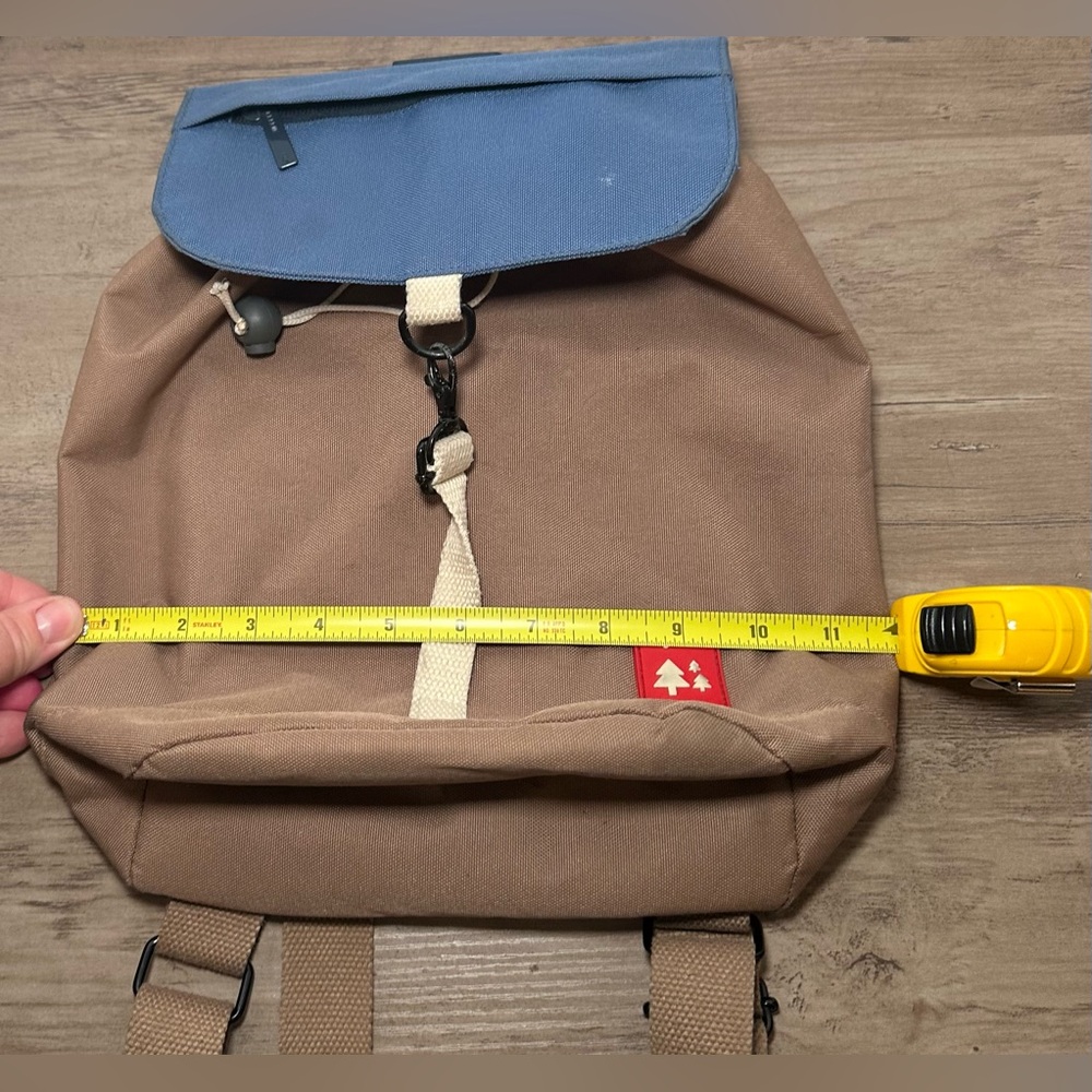 Lefrik Mini Backpack Navy &‎ Brown Drawstring Cord. - Picture 10 of 11